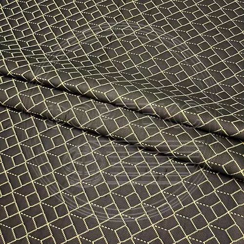 Трикотажное полотно FRTX 25 044 Тортилла черного цвета с ярко-зеленым геометрическим узором