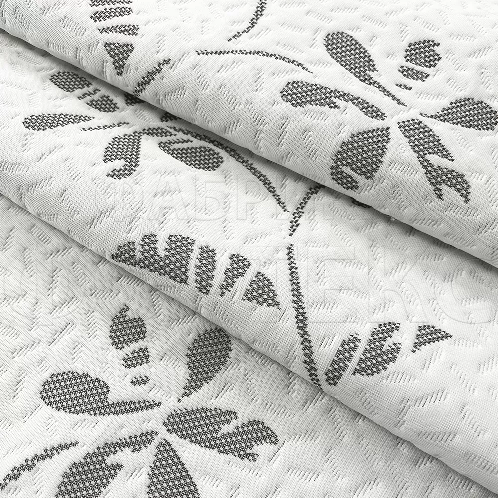 Трикотажное полотно ASPEN FS белое с контрастным цветочным узором