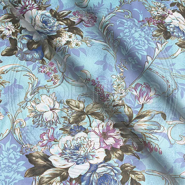 Ткань Тик набивной A19-584 blueA19-584 blue