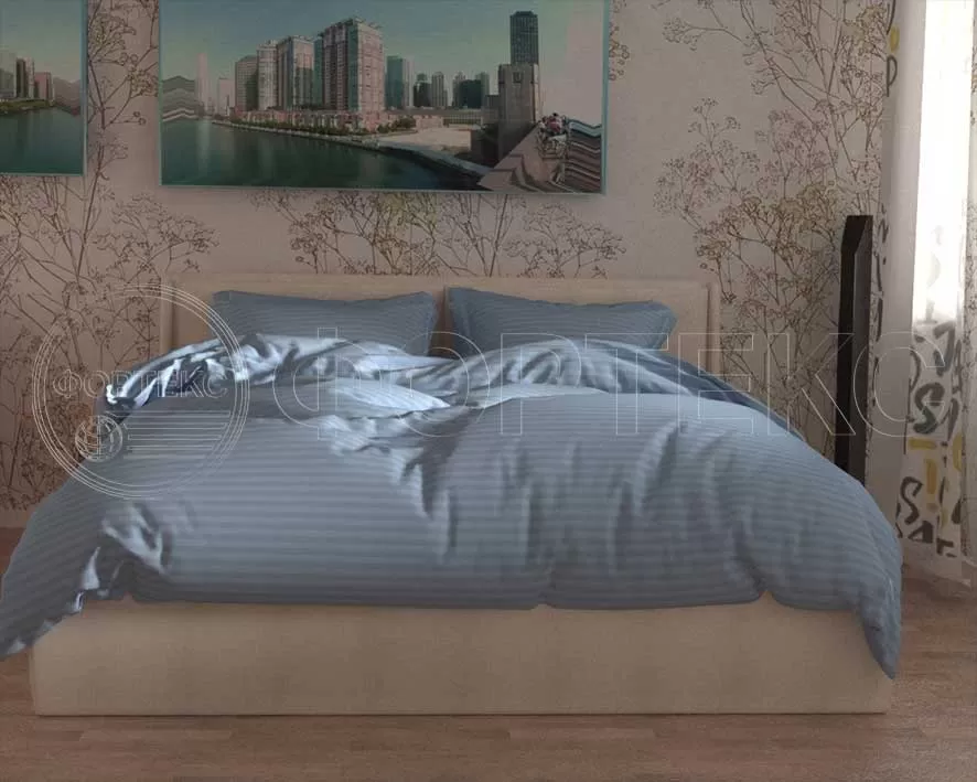 Страйп Сатин 79-1*1 Blue Bell оттенки синего, интерьер