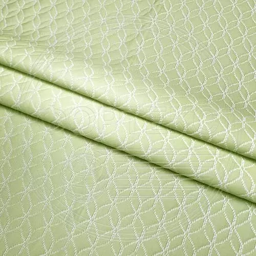 Трикотажное полотно FRTX 25 042 Флора зеленого цвета с белым узором