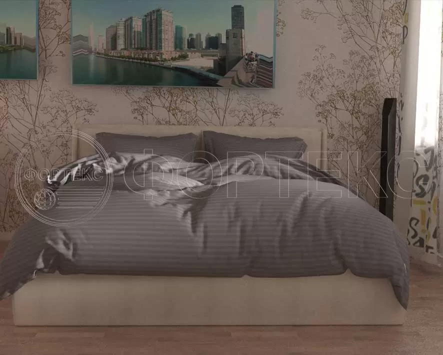 Страйп Сатин 79-1*1 Silver Filigree оттенки серого, интерьер