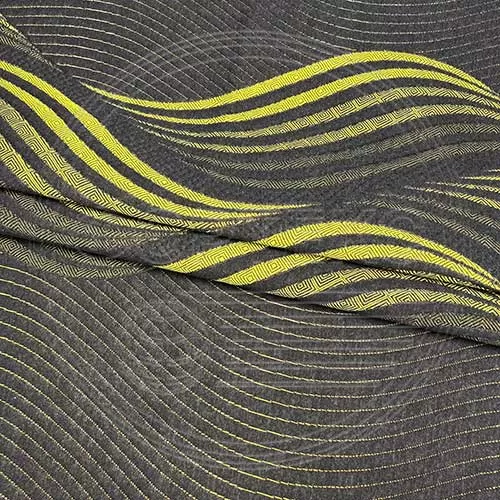 Трикотажное полотно FRTX 25 DIGITAL 2 темно-серого цвета с ярко-желтым абстрактным дизайном