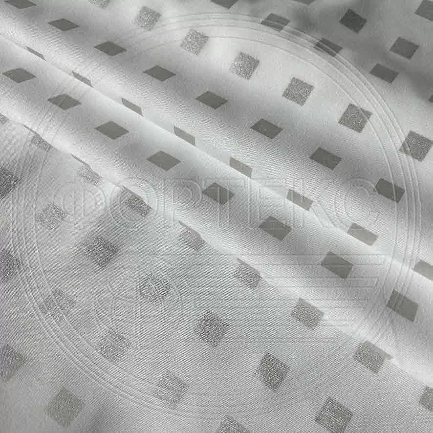 Ткань Тик полиэстер Shashki silver с напылением, рис. шашки