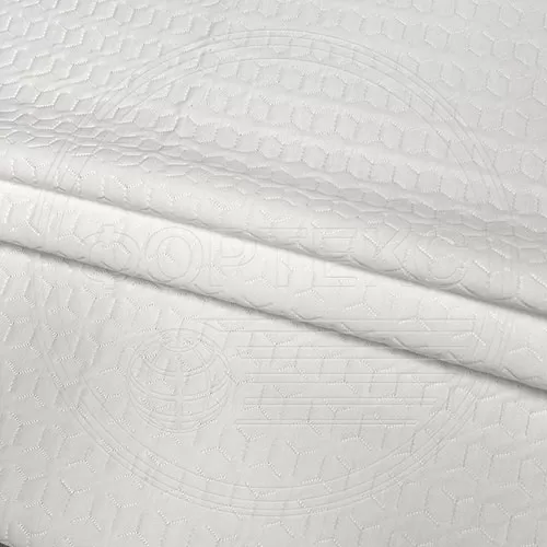 Трикотажное полотно FRTX 25 043 Пуансеттия Белый с геометрическим рисунком в цвет полотна