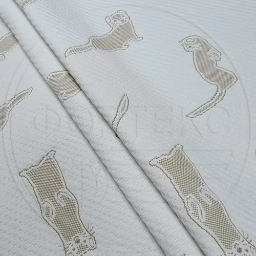 Трикотажное полотно FRTX 25 032 Соболь белого цвета с бежевым рисунком