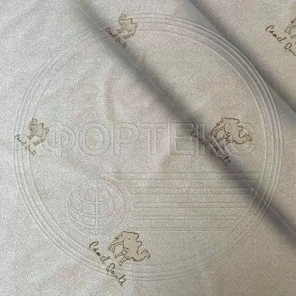 Ткань Тик полиэстер 1046 Camel quilt silver оттенки коричневого, верблюды