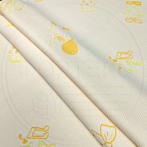 Трикотажное полотно FRTX 25 031.1 Утка бежевого цвета с ярким рисунком