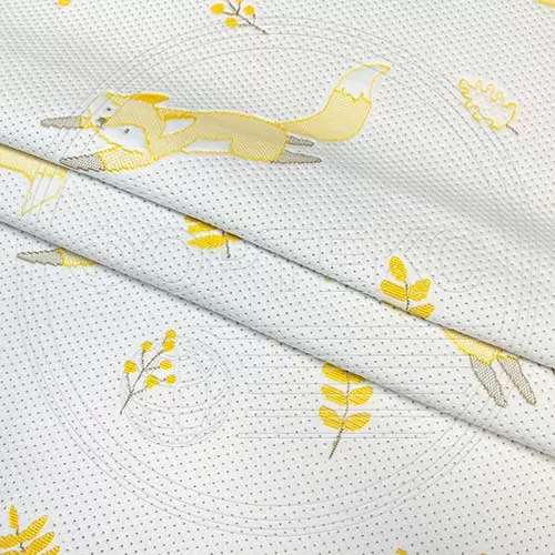 Трикотажное полотно FRTX 25 030 Лиса белого цвета с детским рисунком