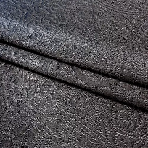 Трикотажное полотно FRTX 25 001 Касли черного цвета, орнамент в цвет полотна