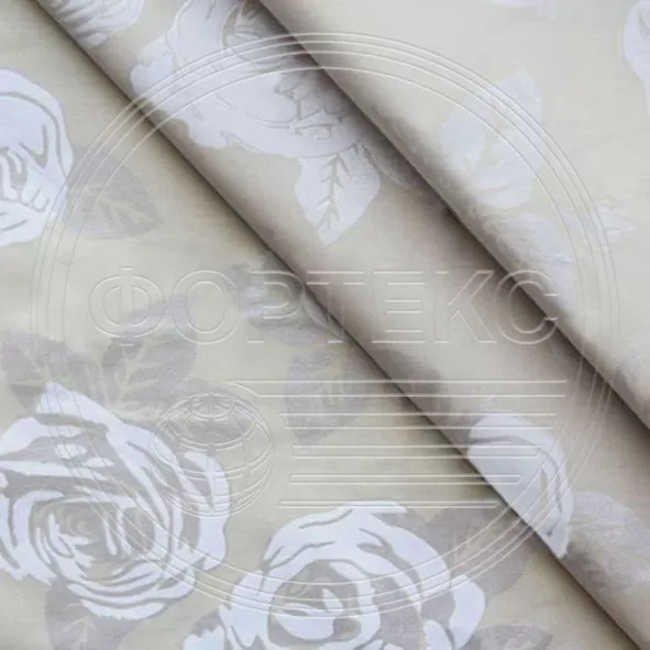 Ткань Тик хлопок набивной 39-114 F beige цветочный рисунок