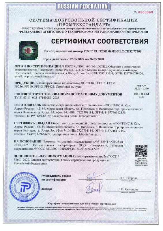 Сертификат соответствия РОСС RU.32001.04ИБФ1.ОСП32.77306 от 27.05.2025