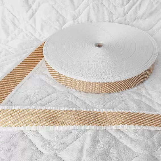 Лента окантовочная цветная A-Ос 6.5 бежево-золотая оптом