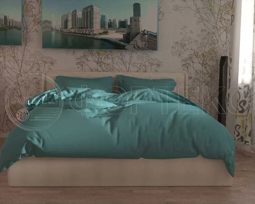Твил-сатин гладкокрашеный Dusty Turquoise оттенки зеленого, интерьер