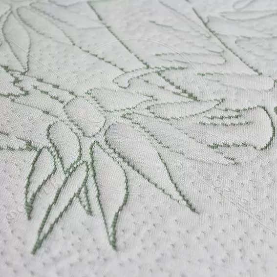 Трикотажное полотно X2039 green белого цвета с зеленым рисунком бамбук