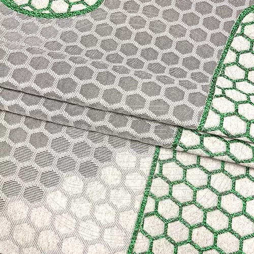 Трикотажное полотно FRTX 25 DIGITAL 1.2 серое с зеленым акцентом, абстракция