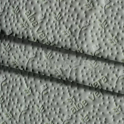 Трикотажное полотно X1505-A aloe vera FS зеленого цвета с тематическим рисунком