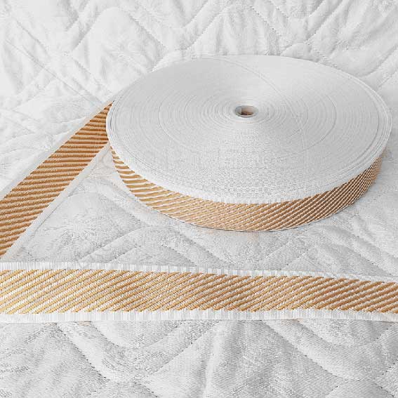 Лента окантовочная цветная A-Ос 6.5 бежево-золотая оптом