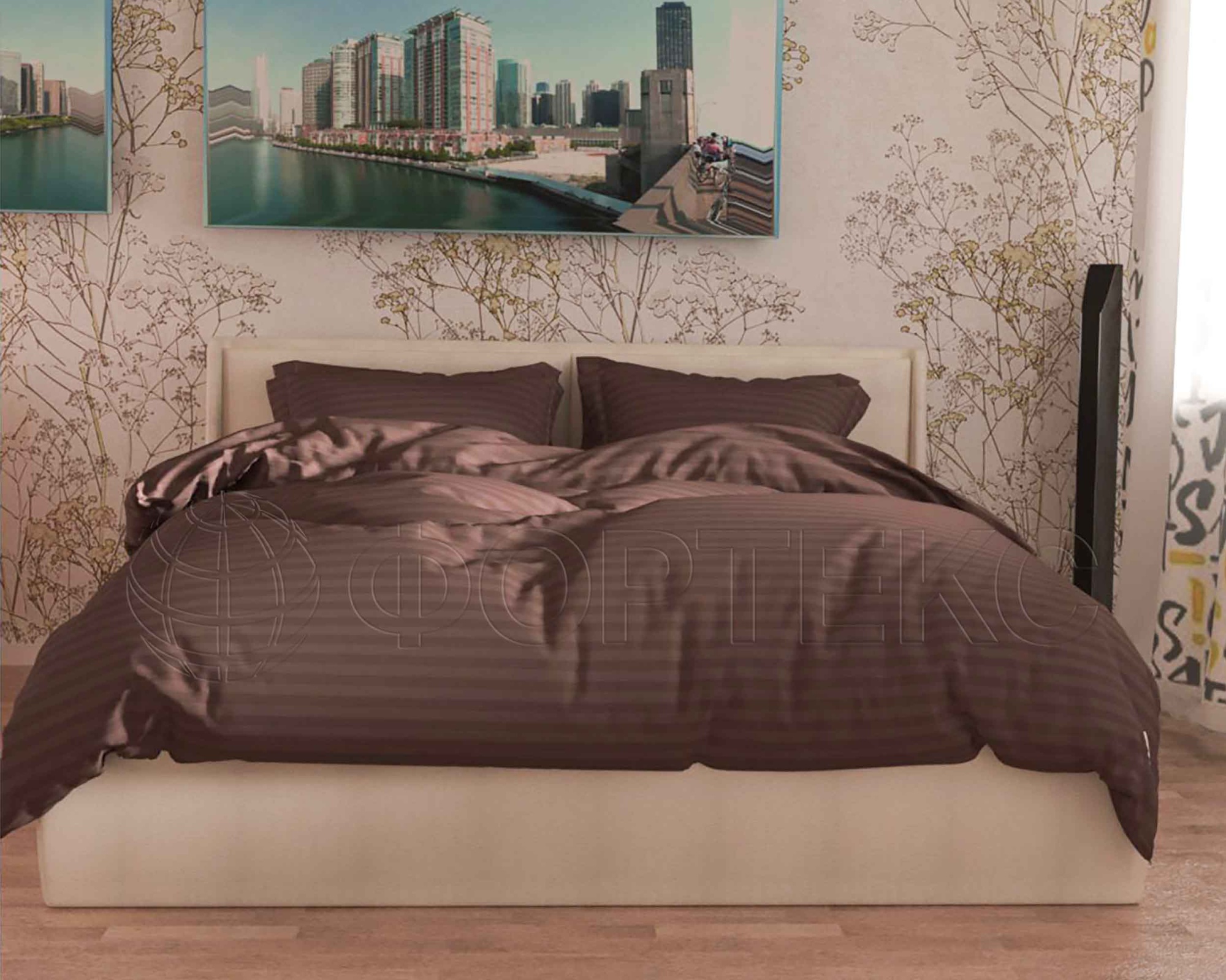 Ткани для постельного белья оптом Ткань с жаккардом 79-1*1 Chicory Coffee купить ОПТОМ Фортекс